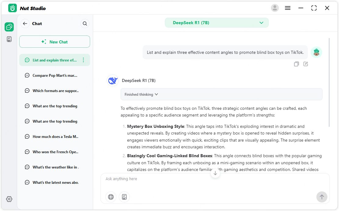chat and customize with your local deepseek