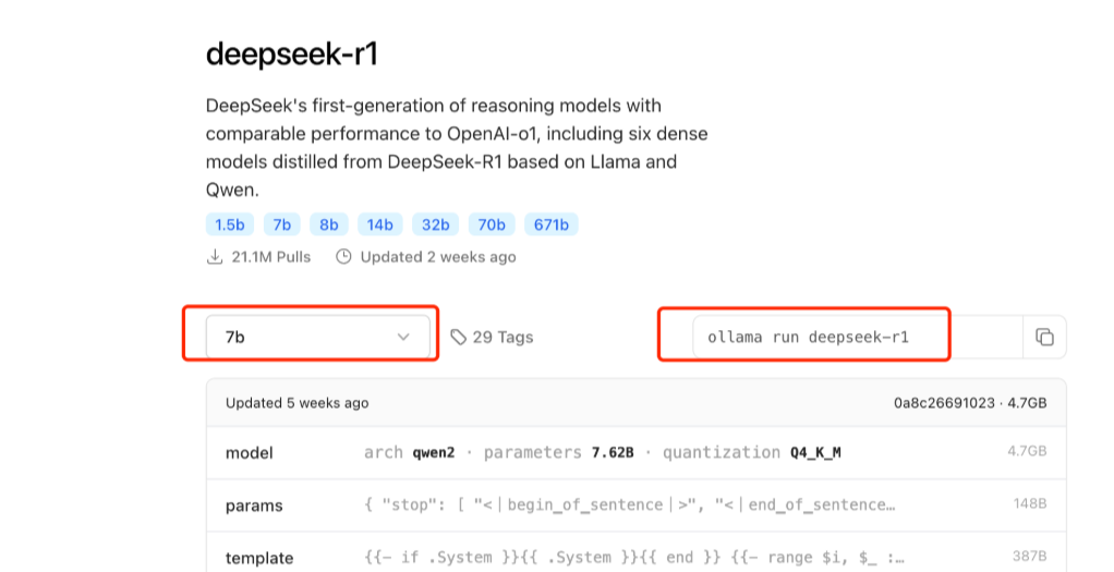 copy deepseek local url on ollama site