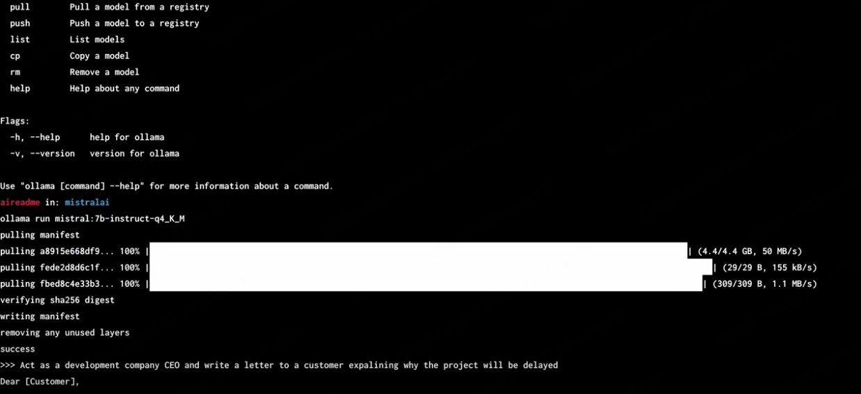 start chat mistral ai on ollama locally